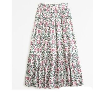 Abercrombie & Fitch | Poplin Floral Long A-Line Flower Maxi Skirt, Womens XLT
